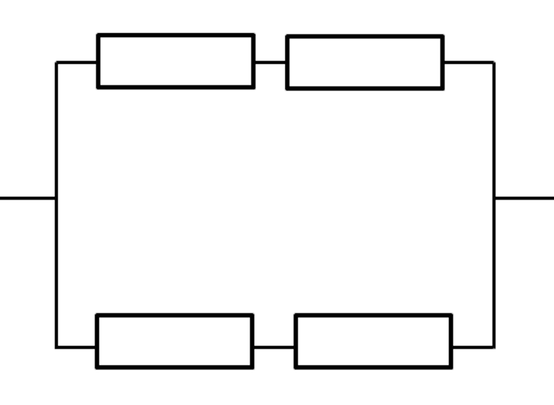 Gdy podłączymy napięcie do wierzchołków leżących obok siebie, to mamy wtedy trzy oporniki po 2 omega każdy połączone szeregowo i równolegle do nich podłączony jeden również o opor 2 omega. Jeśli podłączymy przeciwległe wierzchołki, to mamy dwie grupy oporników połączonych ze sobą szeregowo. W obrębie grupy opór wynosi 4 omega. Te dwie grupy połączone są ze sobą równolegle.