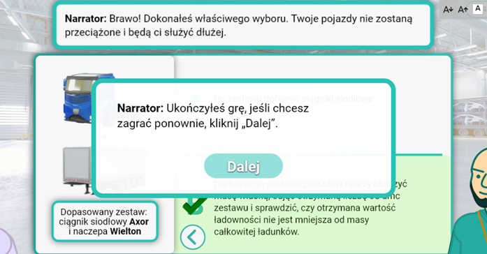 Przykładowy ekran ukończenia gry