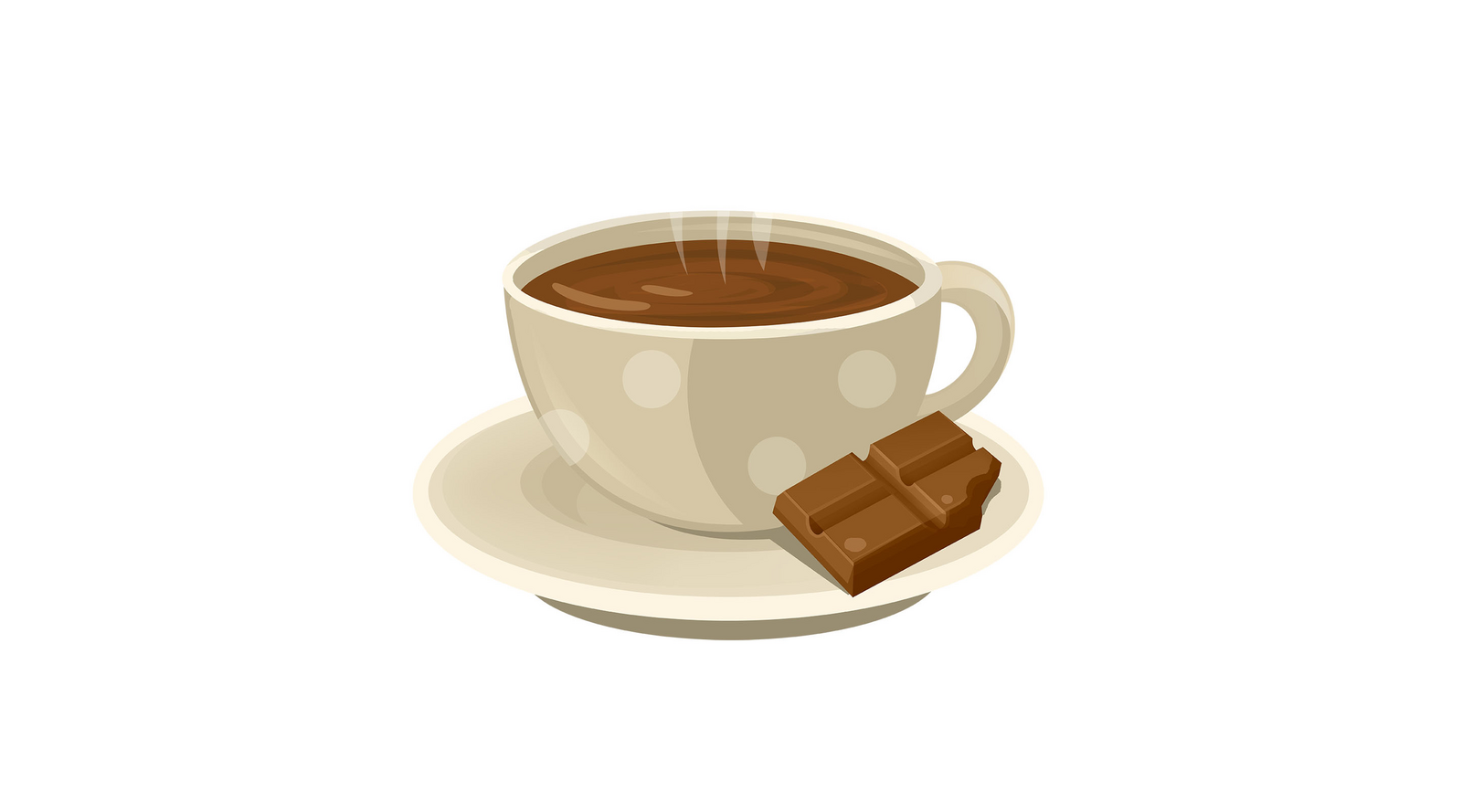 Ilustracja przedstawia gorącą czekoladę w filiżance.