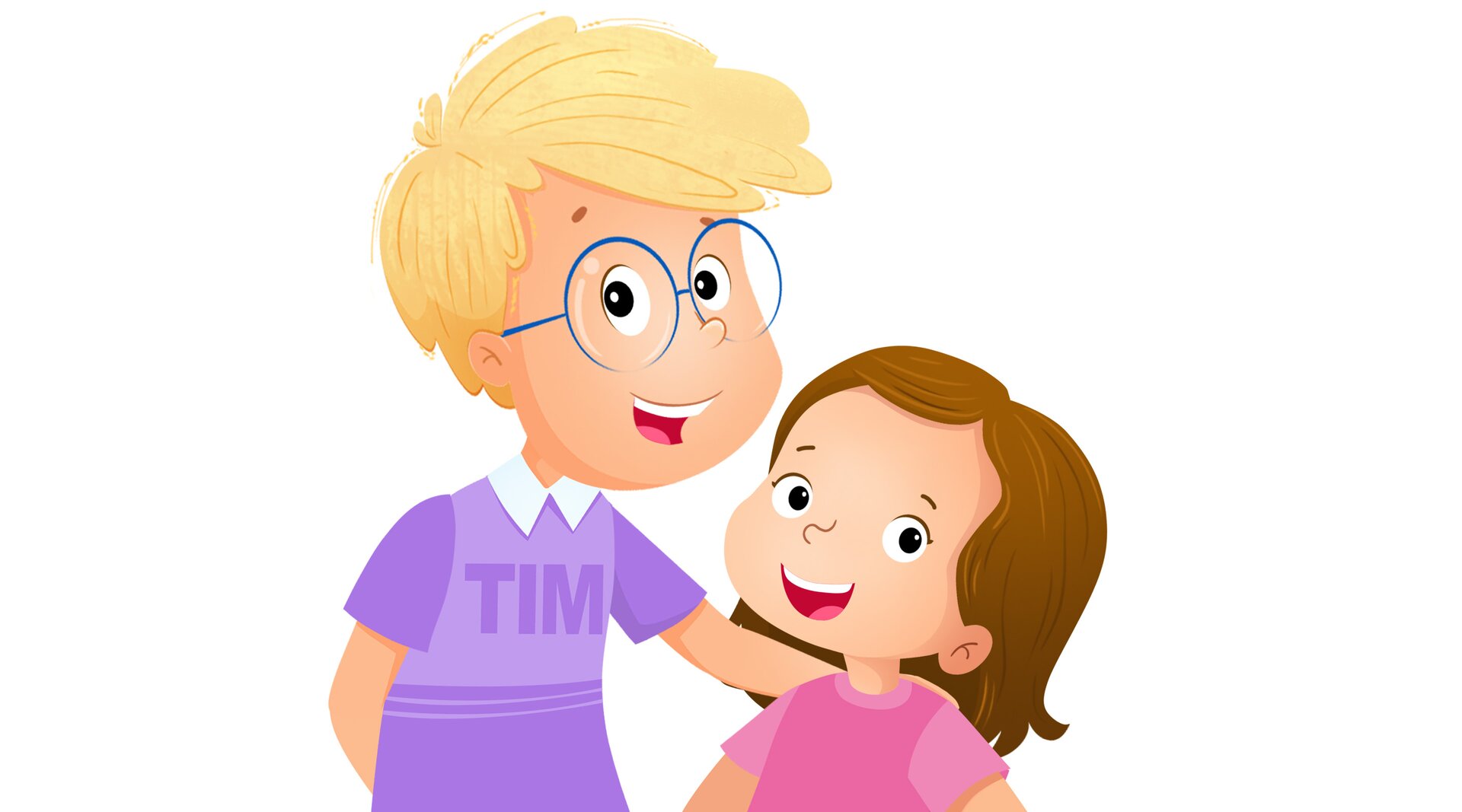 Ilustracja przedstawia chłopca o jasnych i dziewczynkę o brązowych włosach.