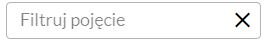 Panel do wyszukiwania fraz. W ramce znajduje się hasło "filtruj pojęcie", a obok przycisk iks służący do kasowania tekstu.