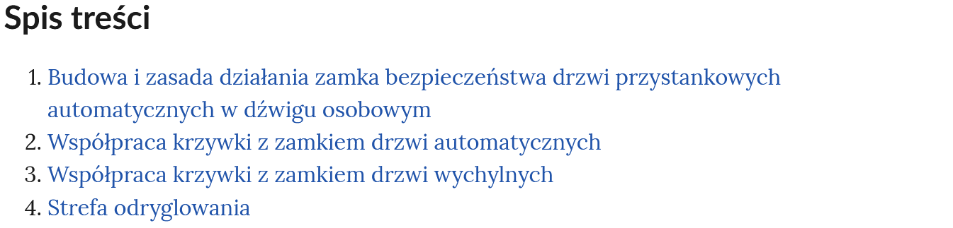Na grafice znajduje się spis treści składający się z czterech punktów, nawigujących do konkretnych treści.