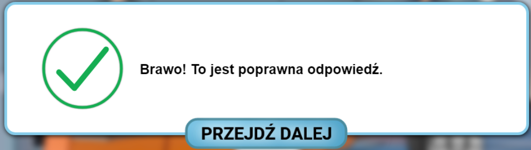 Przykładowy komunikat o prawidłowej odpowiedzi