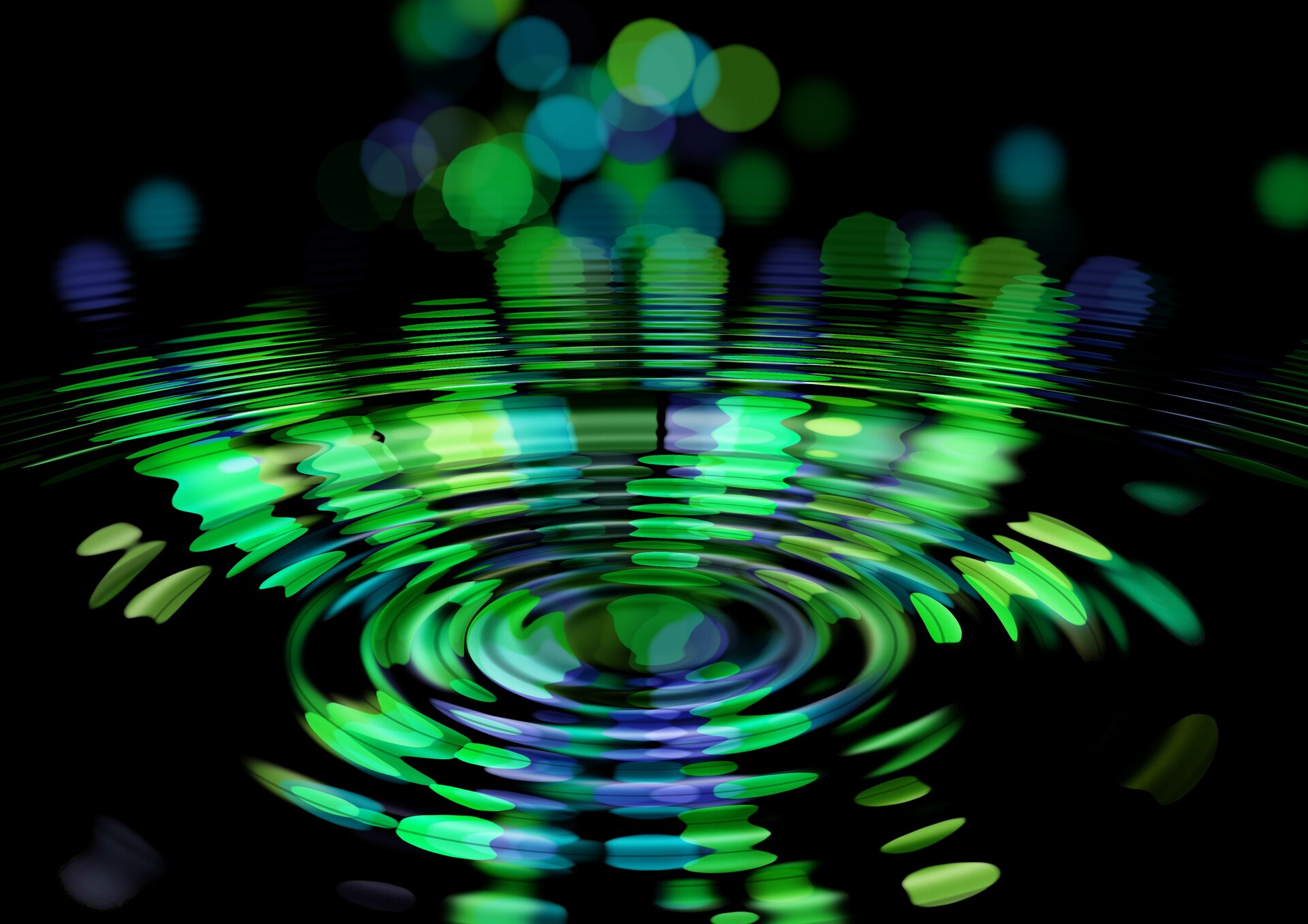 Ilustracja przedstawia okrągłe fale na wodzie.