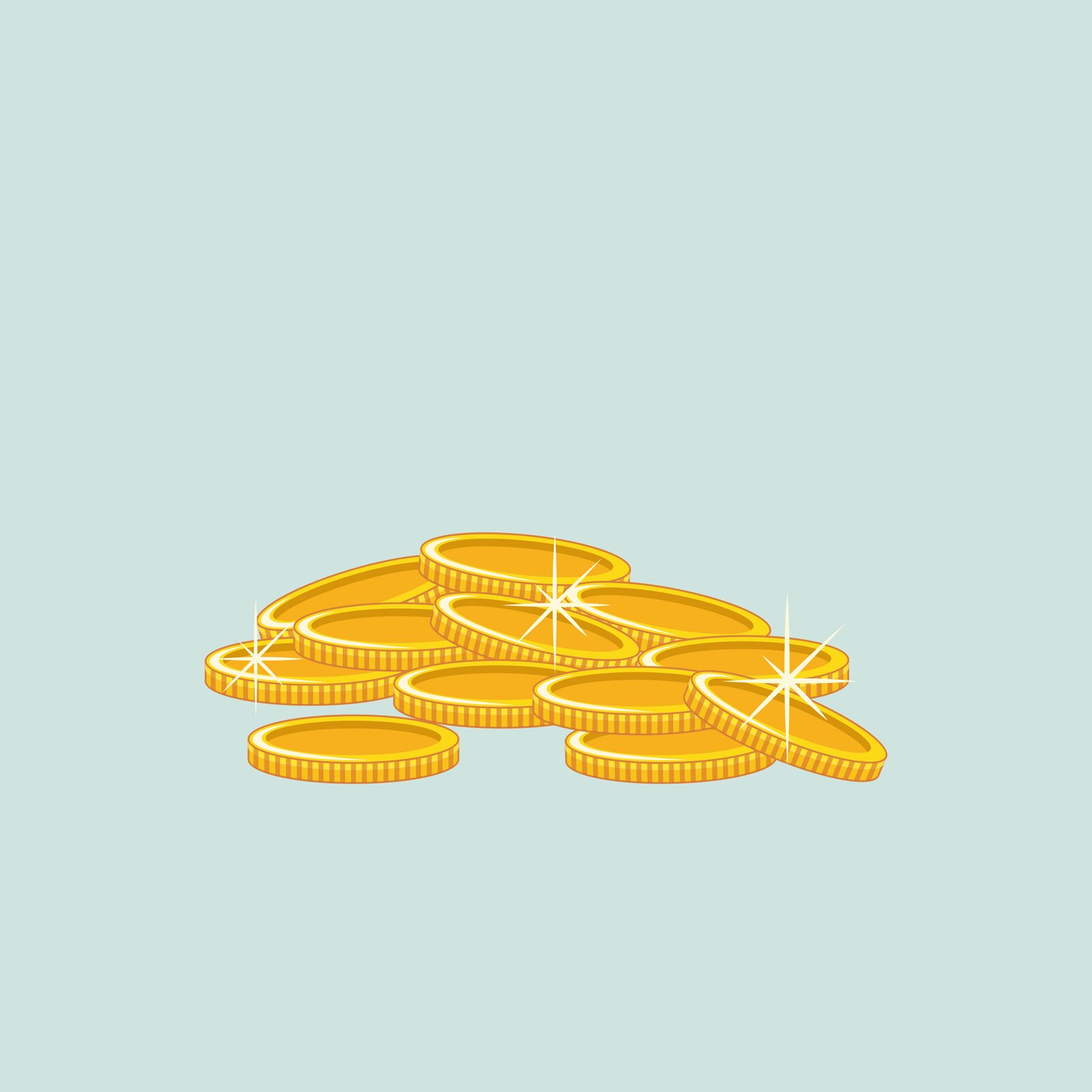 Ilustracja przedstawia stos złotych, błyszczących monet. 