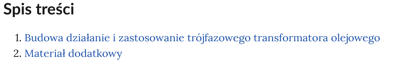 Ilustracja przedstawia spis treści animacji. W spisie treści znajdują się dwie pozycje. Pierwsza nawiguje do animacji, druga do materiału uzupełniającego.