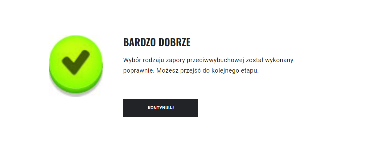 Przykładowy komunikat o poprawnej odpowiedzi