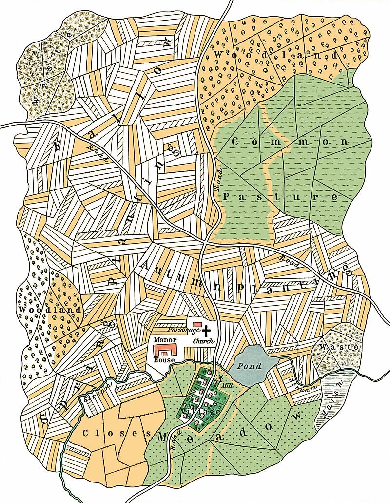 Ilustracja przedstawia mapę, na której zaznaczone są miejscowości. Są one usytuowane wzdłuż dróg.