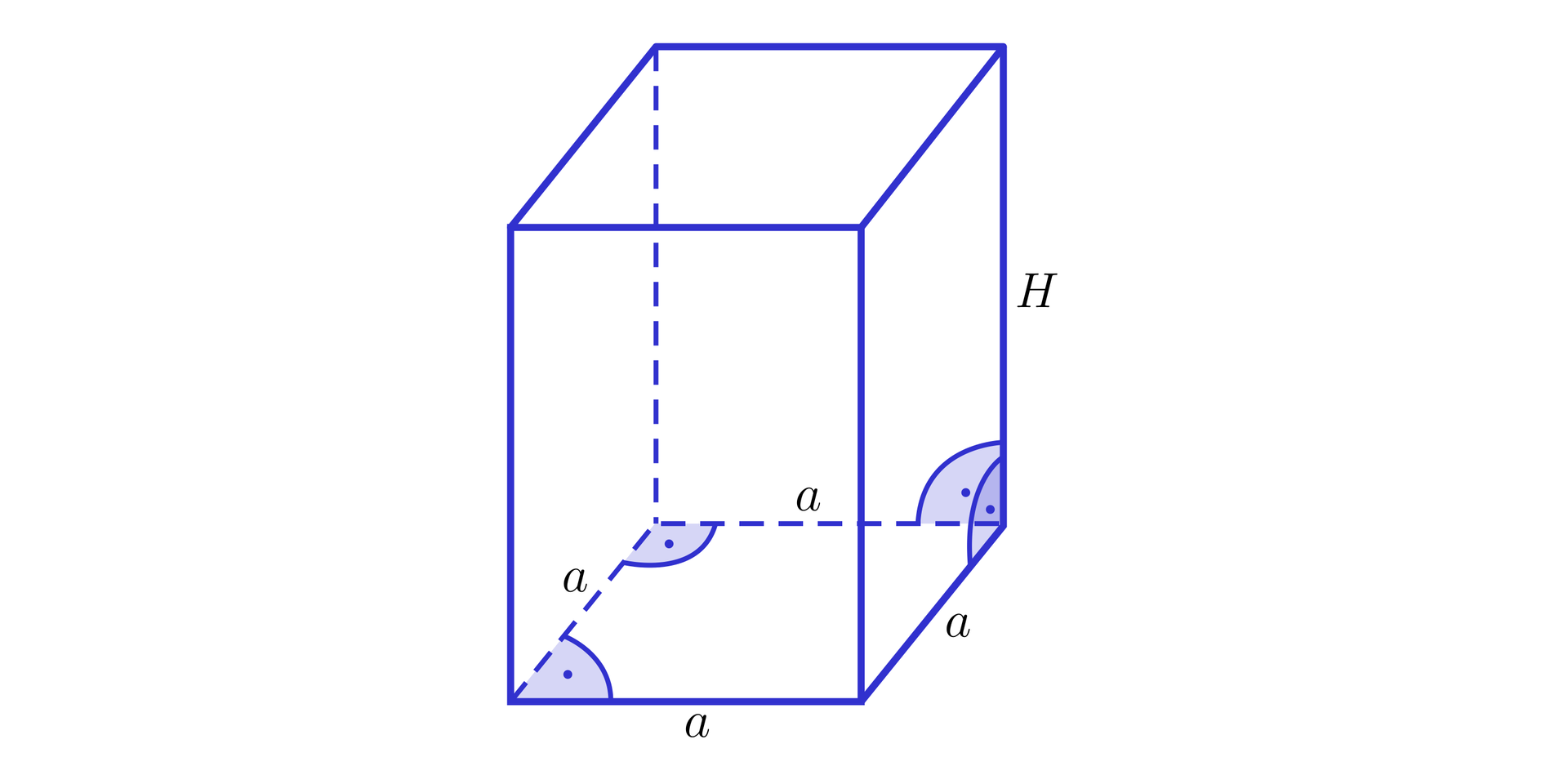 Na ilustracji przedstawiono prostopadłościan, którego każda ze ścian jest prostokątem. Długość krawędzi podstawy oznaczono literą a, natomiast długość krawędzi bocznej oznaczono literą H.