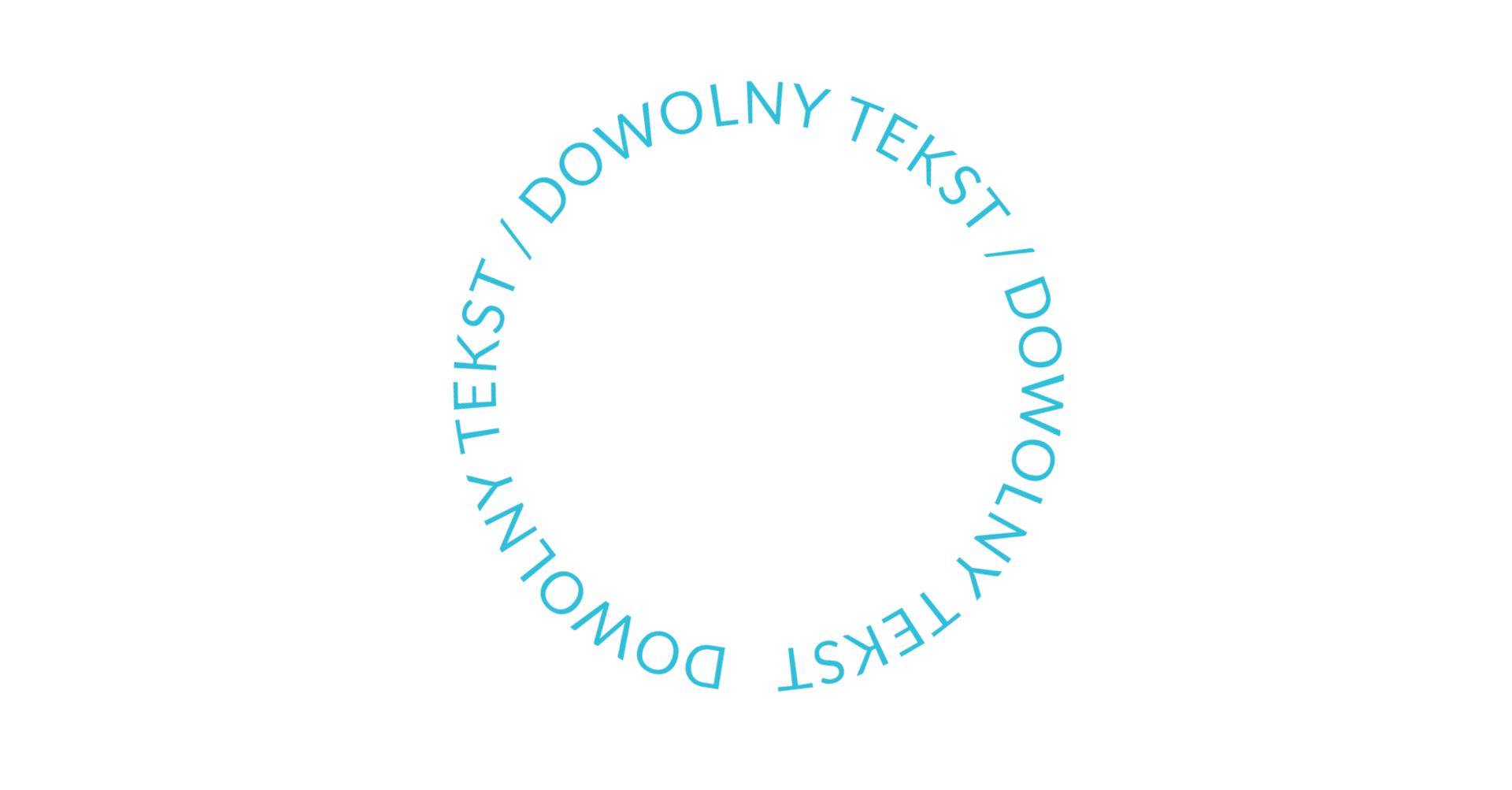 Ilustracja przedstawia okrąg stworzony z napisu: dowolny tekst/dowolny tekst/dowolny tekst.  