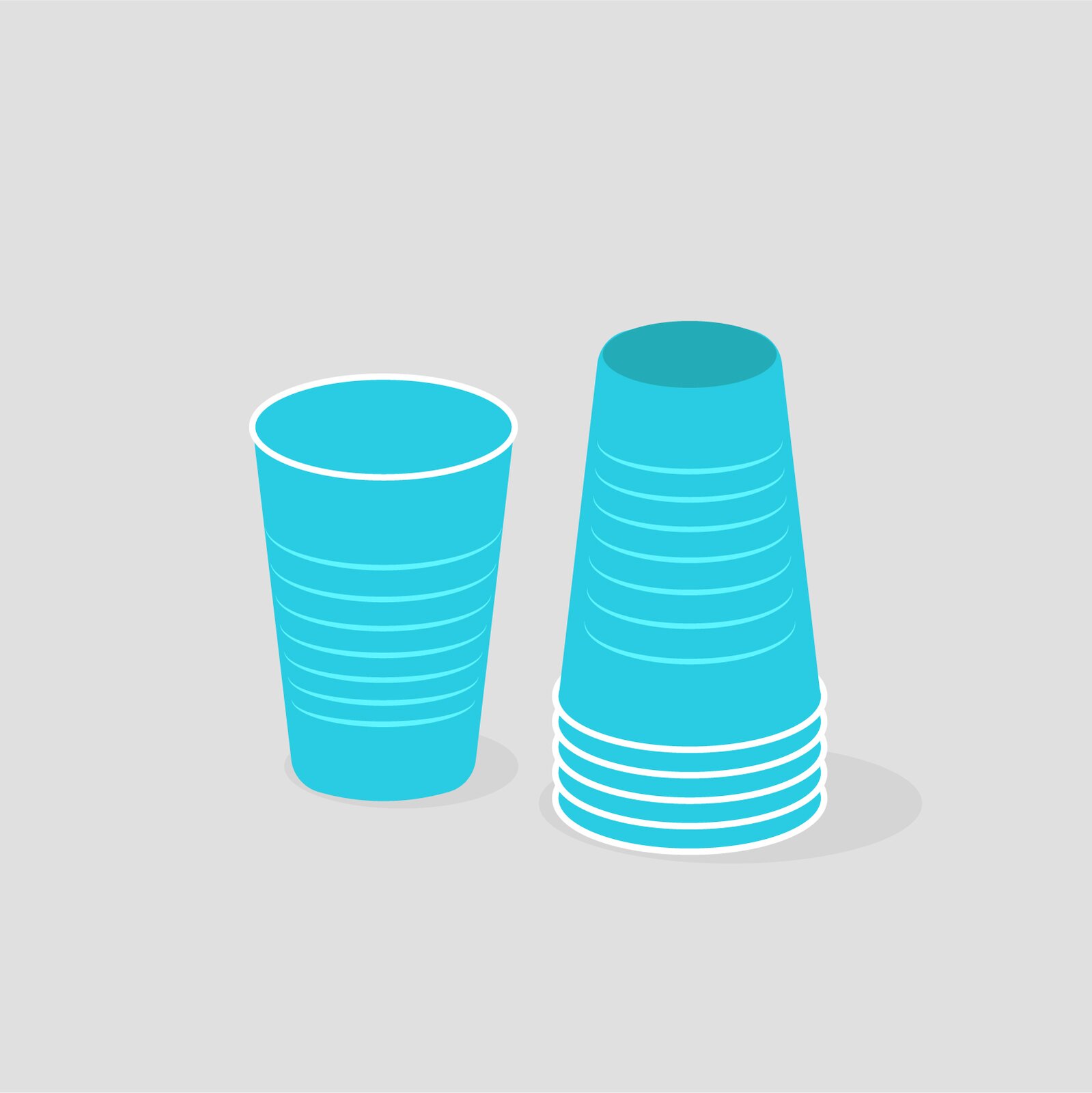 Ilustracja przedstawia niebieskie kubeczki jednorazowe do napojów. 