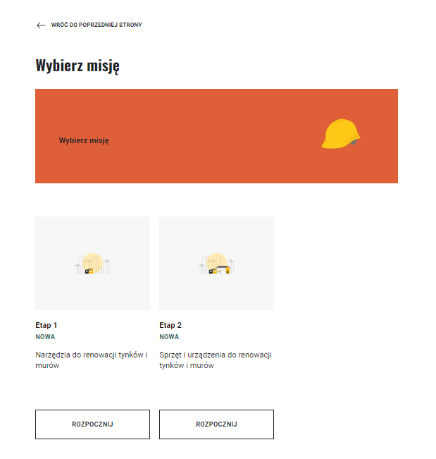 Przykładowy ekran z misjami