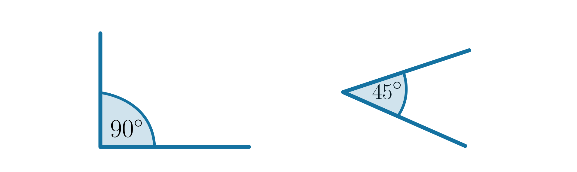 Kąt 90 oraz 45 stopni.