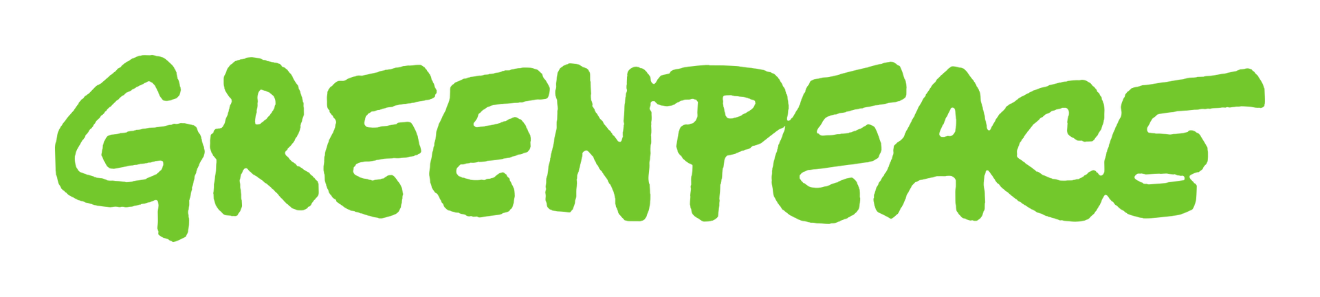 Ilustracja przedstawia zielony napis Greenpeace.