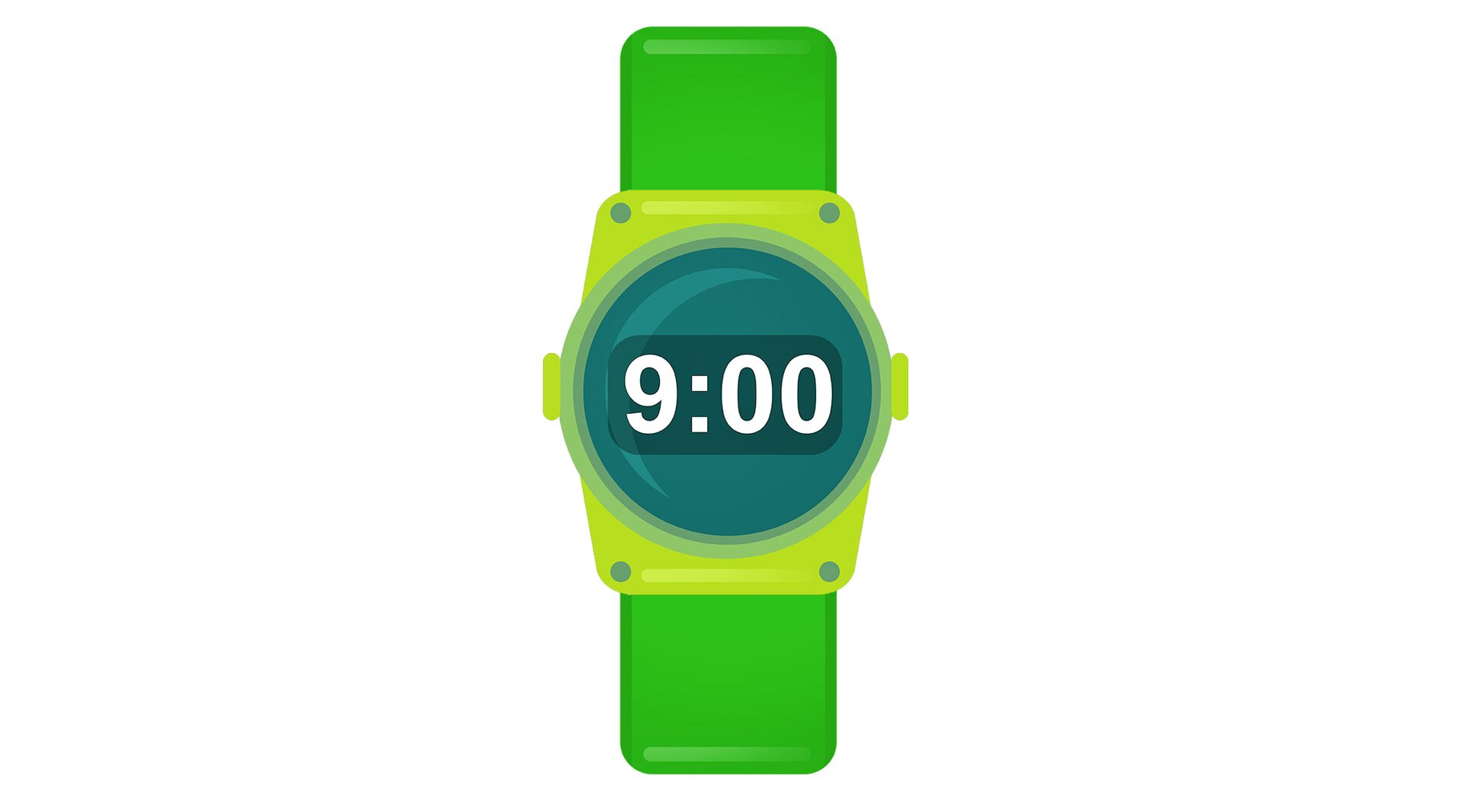 Ilustracja przedstawia zielony zegarek.