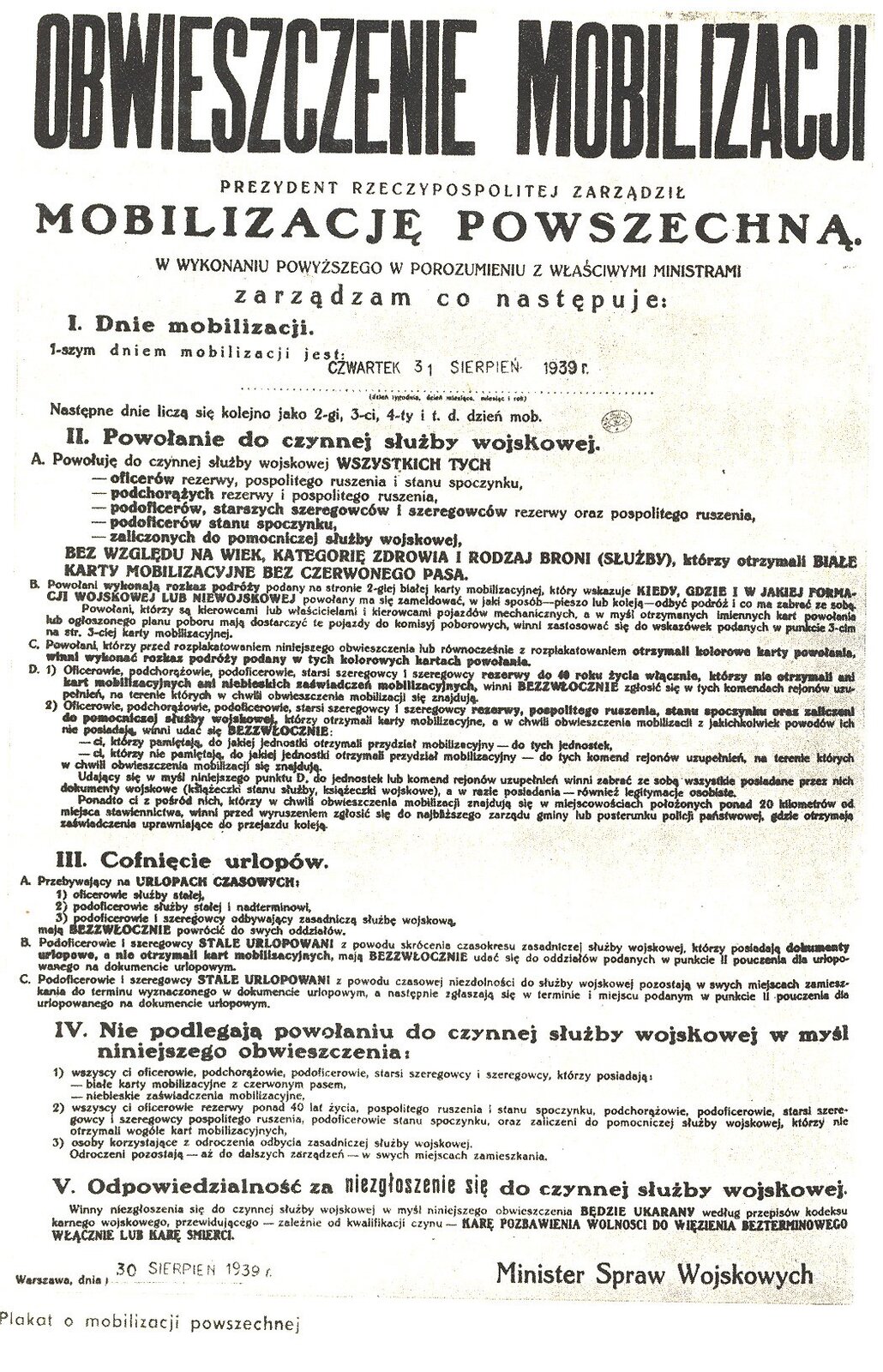 obwieszczenie mobilizacji Źródło: domena publiczna.