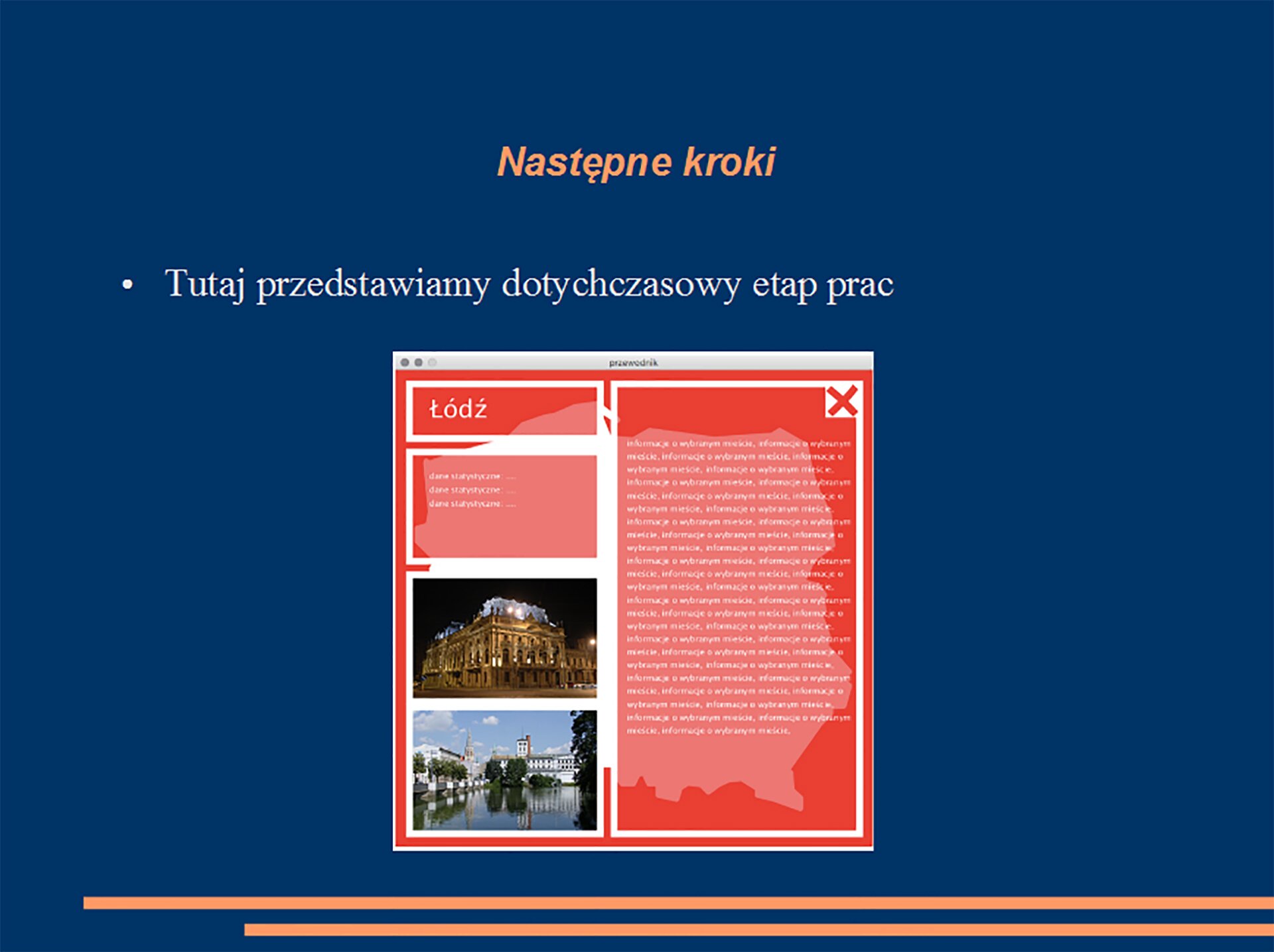 Slajd prezentacji ilustrujący następne podejmowane kroki