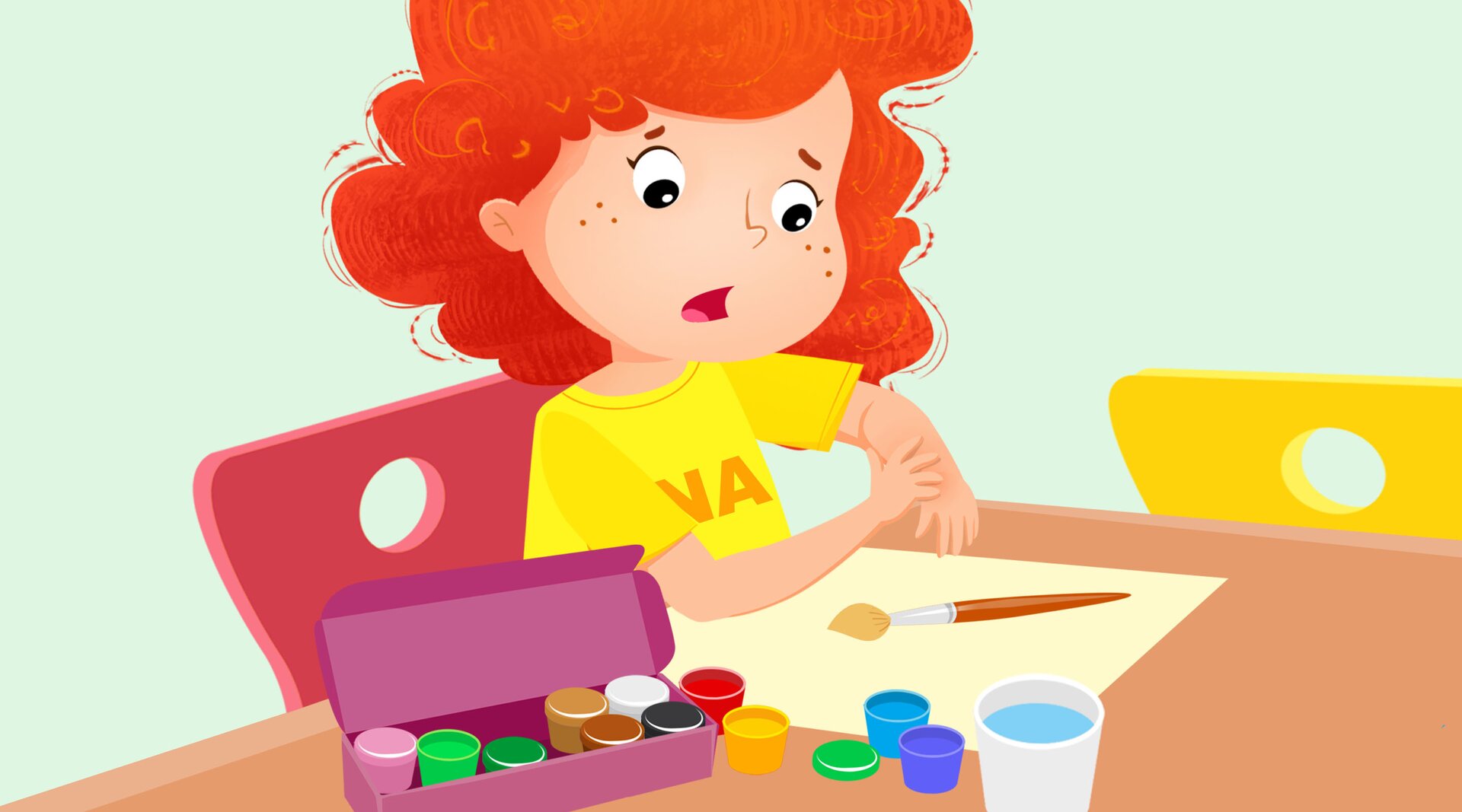 Na ilustracji znajduje się dziewczynka, która trzyma się za rękę.