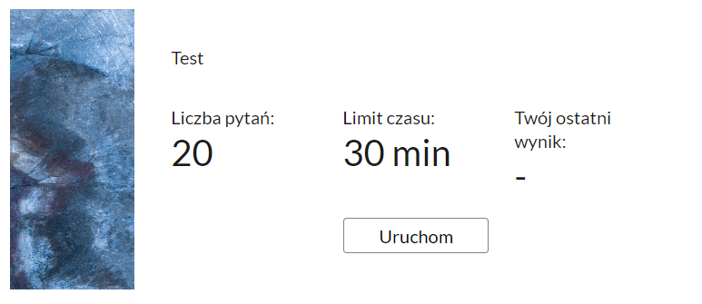 Przykładowy ekran początkowy testu