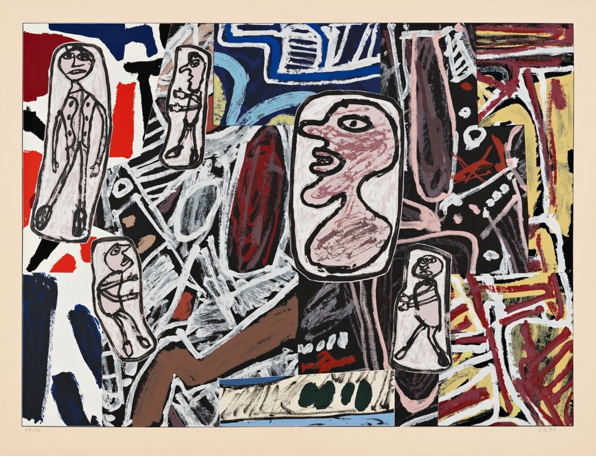  Ilustracja przedstawia obraz  „Mnemotechnika II”, autorstwa  Jean Dubuffet  [czytaj: żą dibfe]. Obraz ukazuje twarze i sylwetki różnych postaci. Obraz jest wielokolorowy.