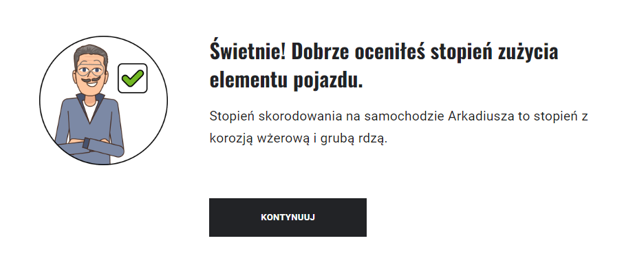 Przykładowy komunikat o prawidłowej odpowiedzi