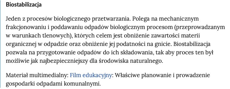 Ilustracja przedstawia pojęcie ze słownia. Opisano to pojęcie biostabilizacji. 