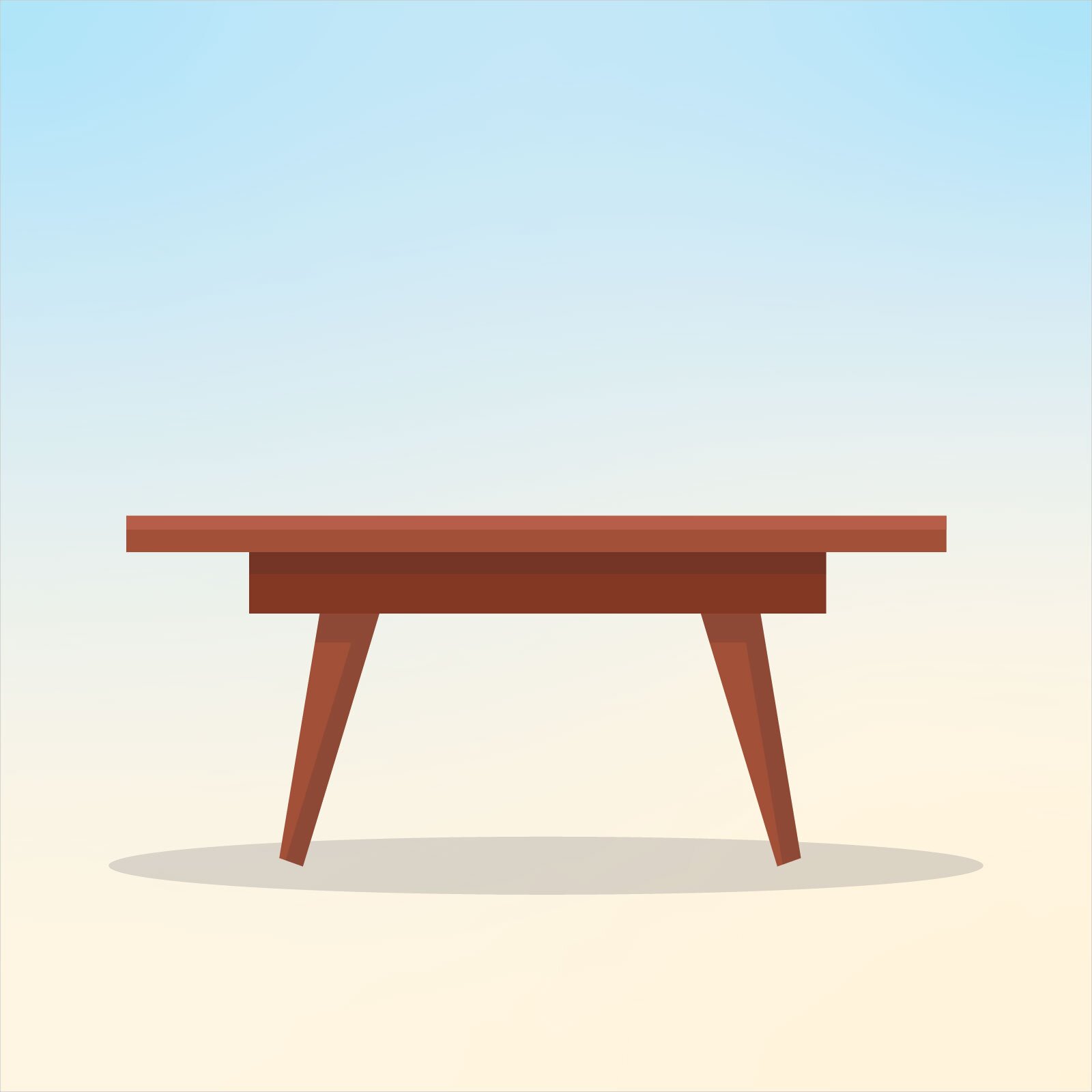 Ilustracja przedstawia drewniany, brązowy stolik. 