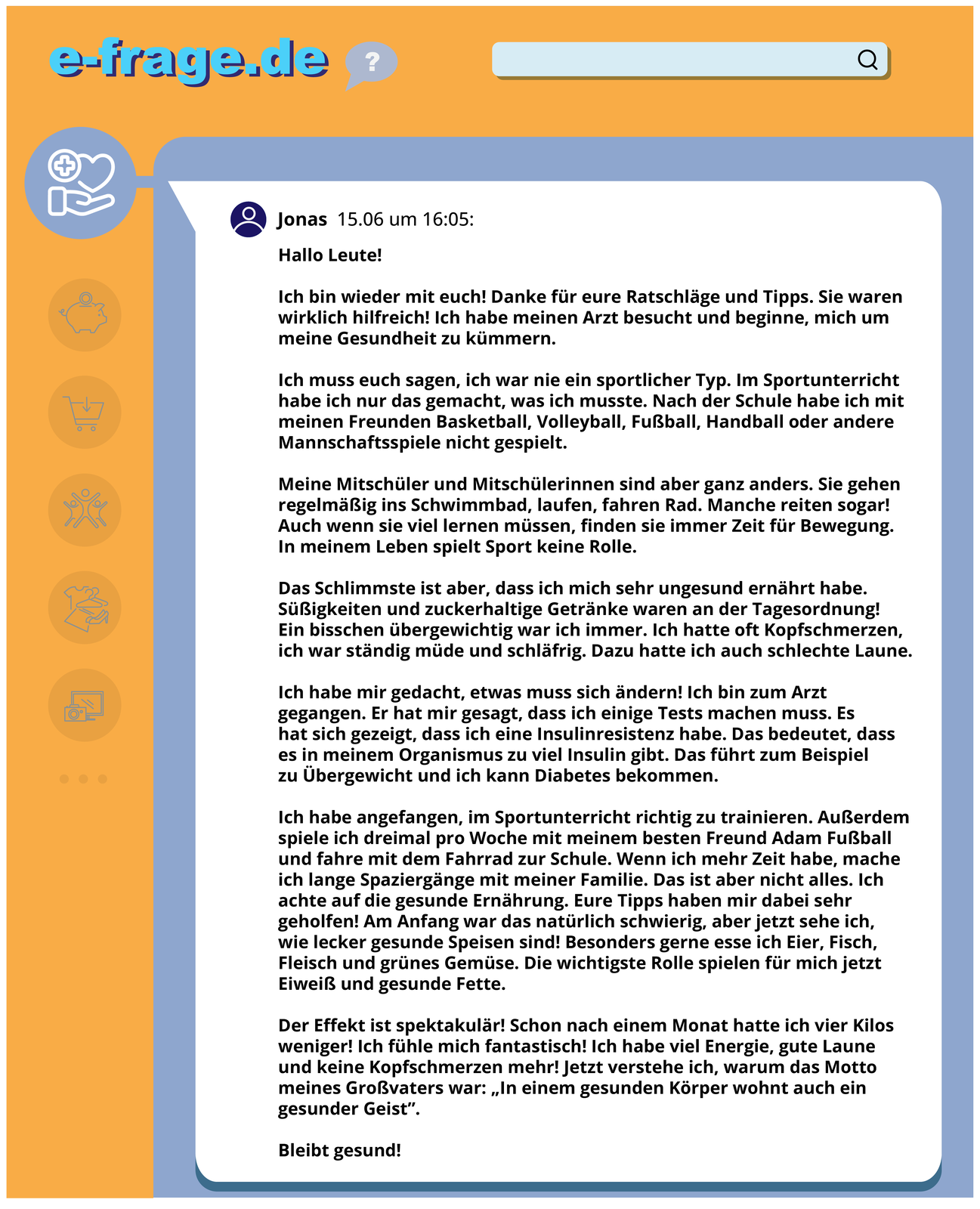 Ilustracja przedstawia wpis Jonasa na forum internetowym. Transkrypcja jest dostępna poniżej.