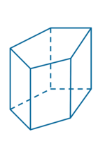 Ilustracja przedstawia graniastosłup prosty, który ma w podstawie pięciokąt.