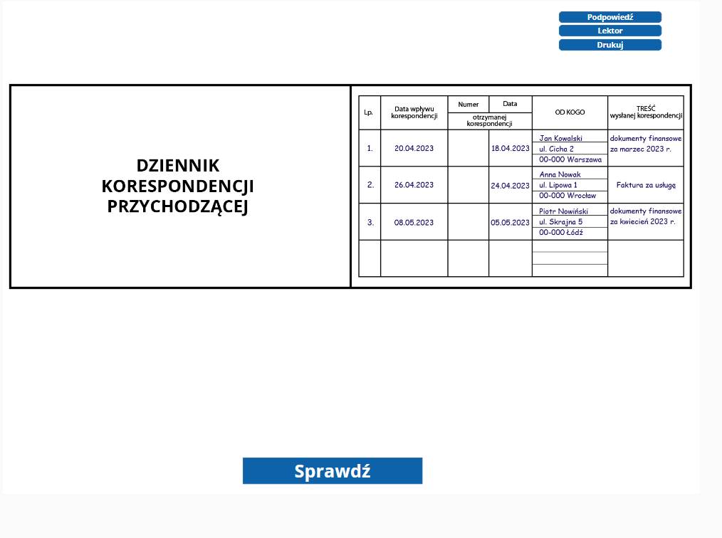 Dokument do wypełnienia