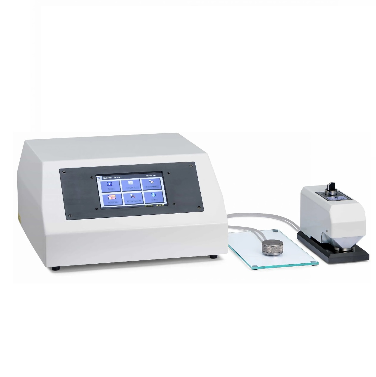 Zdjęcie przedstawia aparat Bendsena. Składa się on z prostokątnego pudła z ekranem oraz z głowicy pomiarowej.