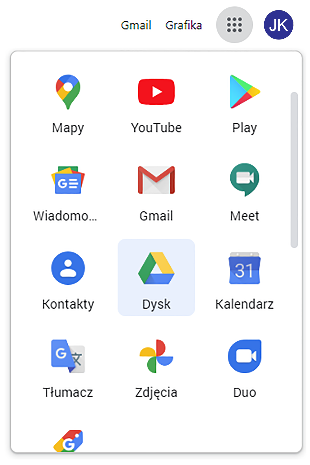 Ilustracja przedstawiająca ikony aplikacji Google. 