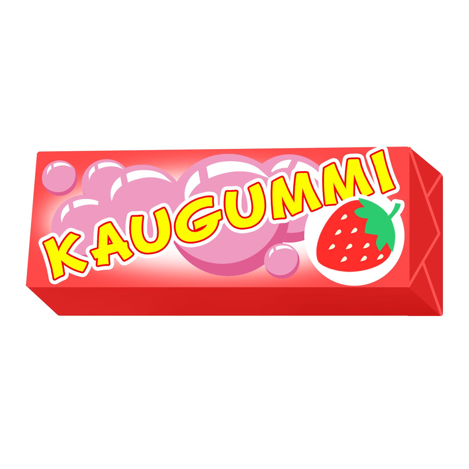 Ilustracja przedstawia paczkę truskawkowych gum do żucia