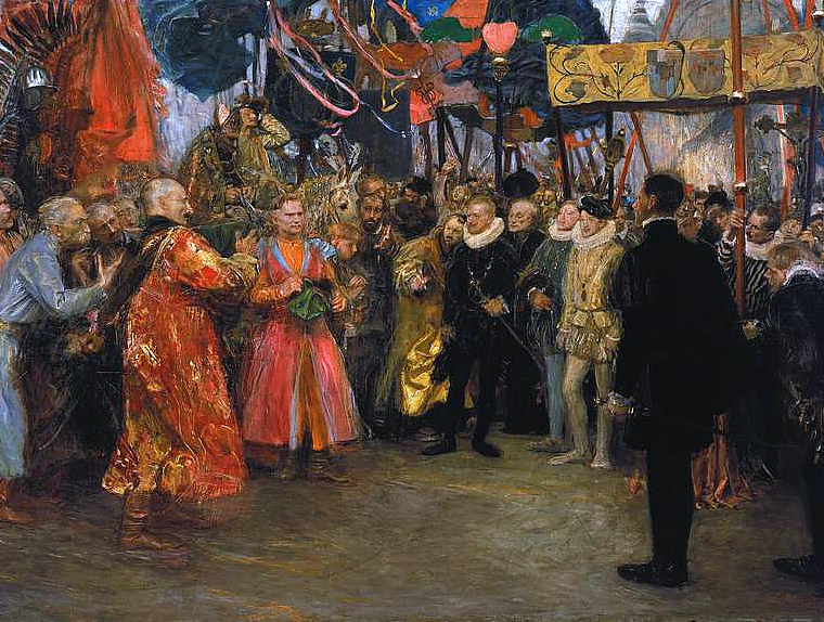 obraz przedstawia wyobrażenie polskiego poselstwa do Henryka Walezego