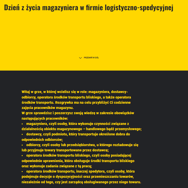 Ekran startowy gry cz. I