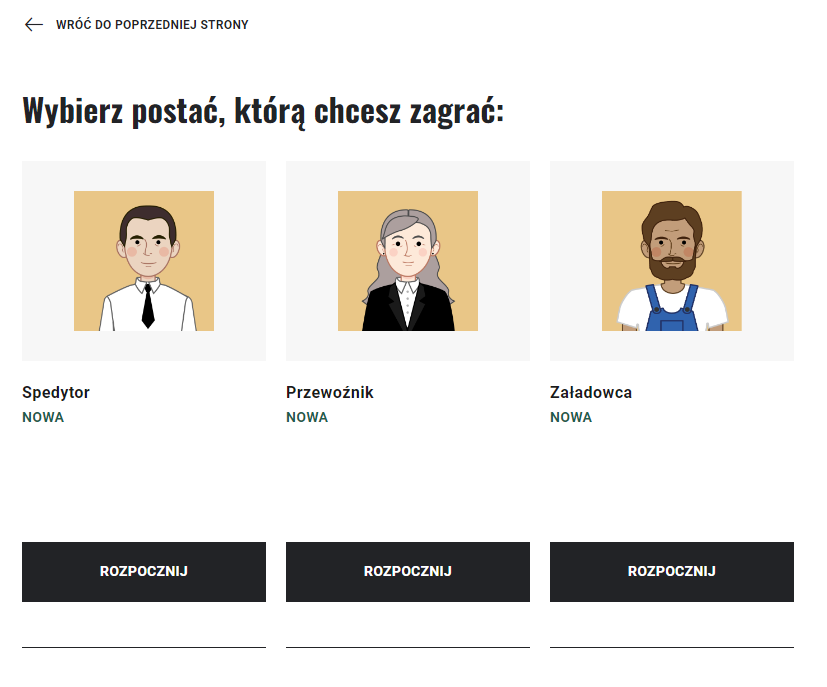 Grafika przedstawia ekran wyboru postaci.