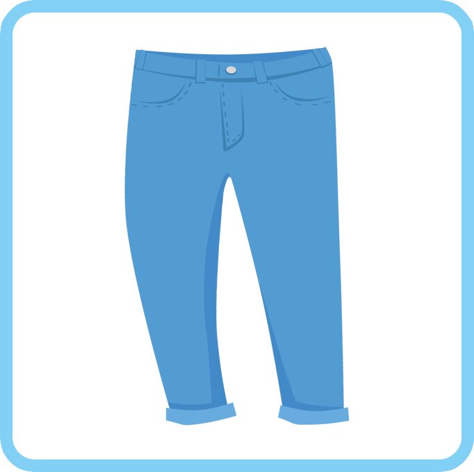 Ilustracja przedstawia niebieskie spodnie