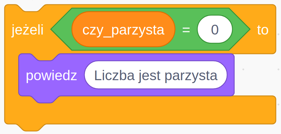 Instrukcje w edytorze blokowym.