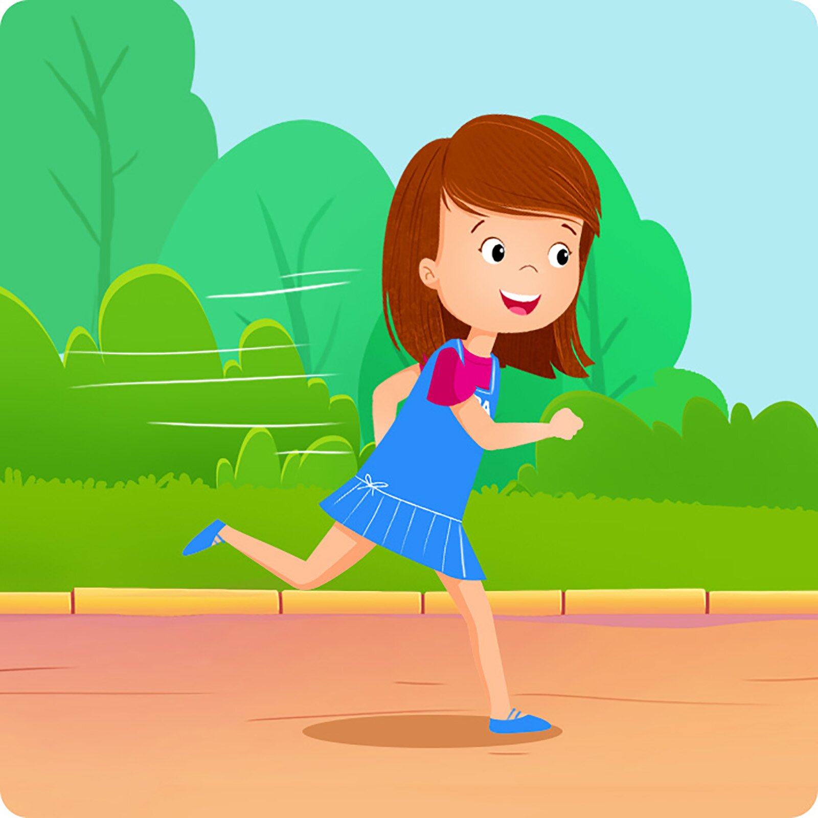 Ilustracja przedstawia Klarę, która biegnie.