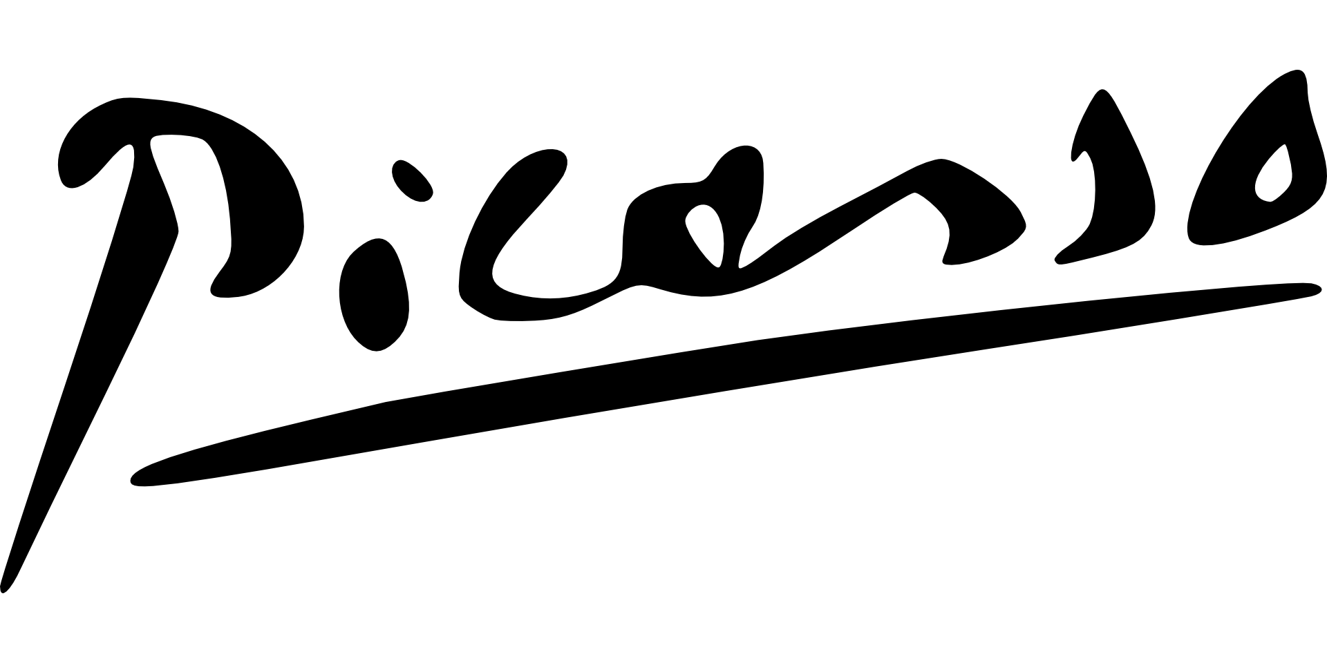 Zdjęcie przedstawia czarny podpis Pabla Picasso. 