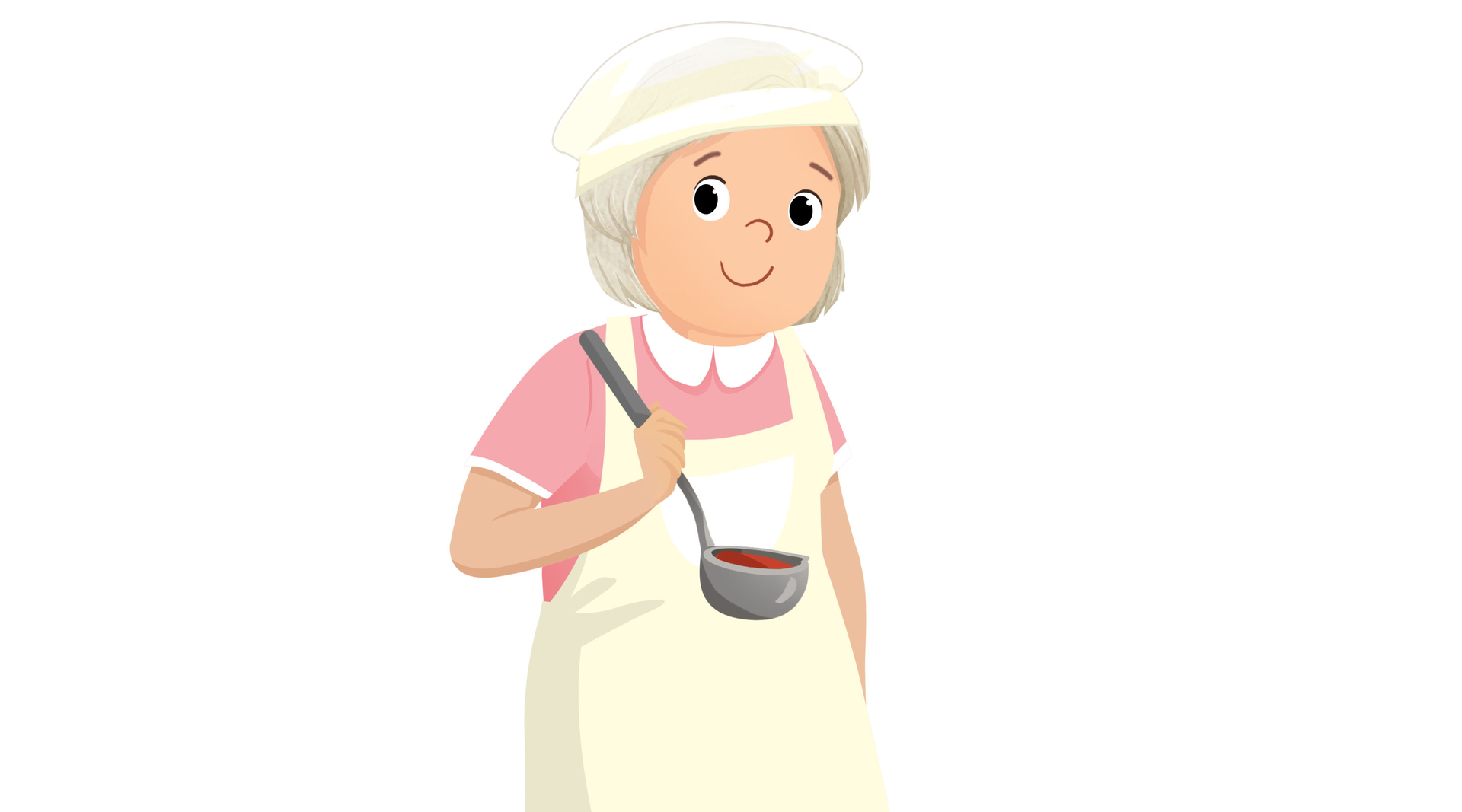 Ilustracja przestawia kobietę z łyżką wazową.