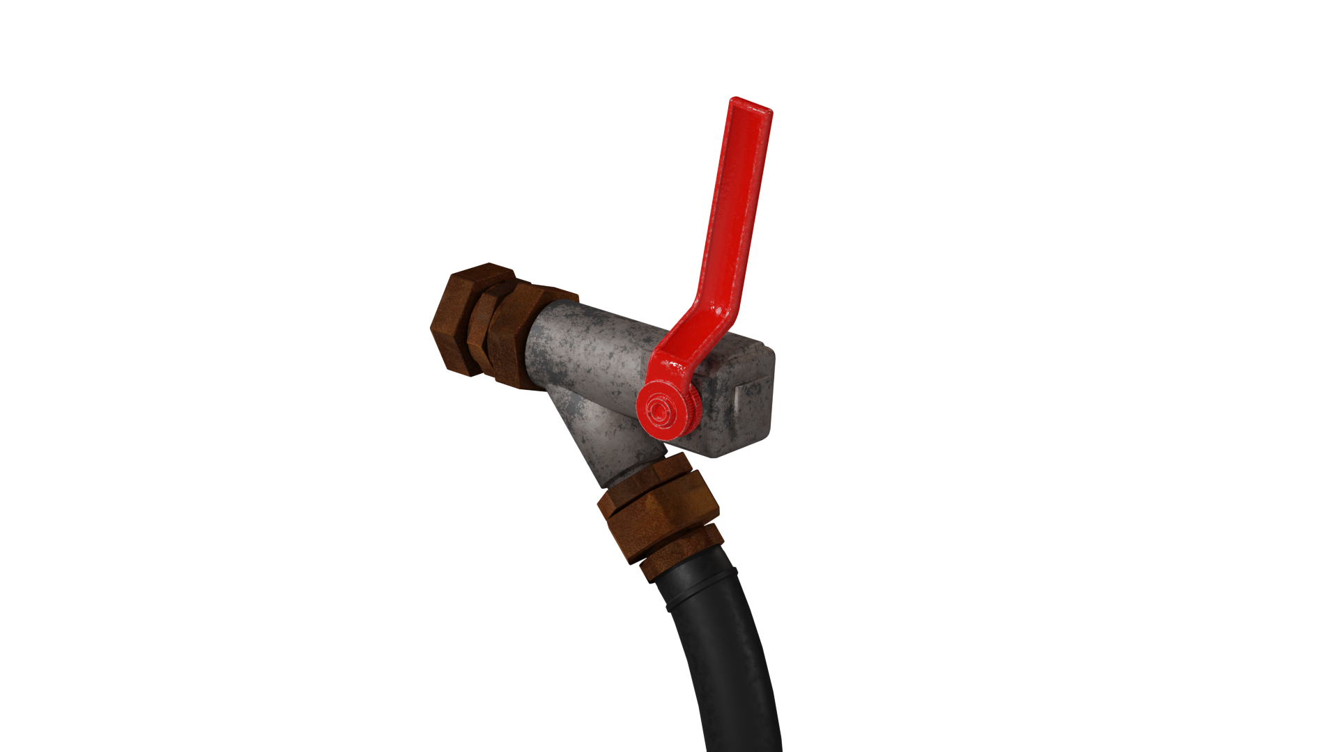 Ilustracja przedstawia kurek końcowy z podniesioną rękojeścią do góry.