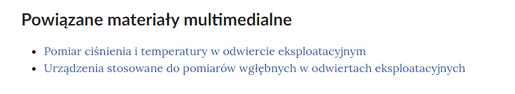 Przykładowy wygląd linków do powiązanych materiałów multimedialnych