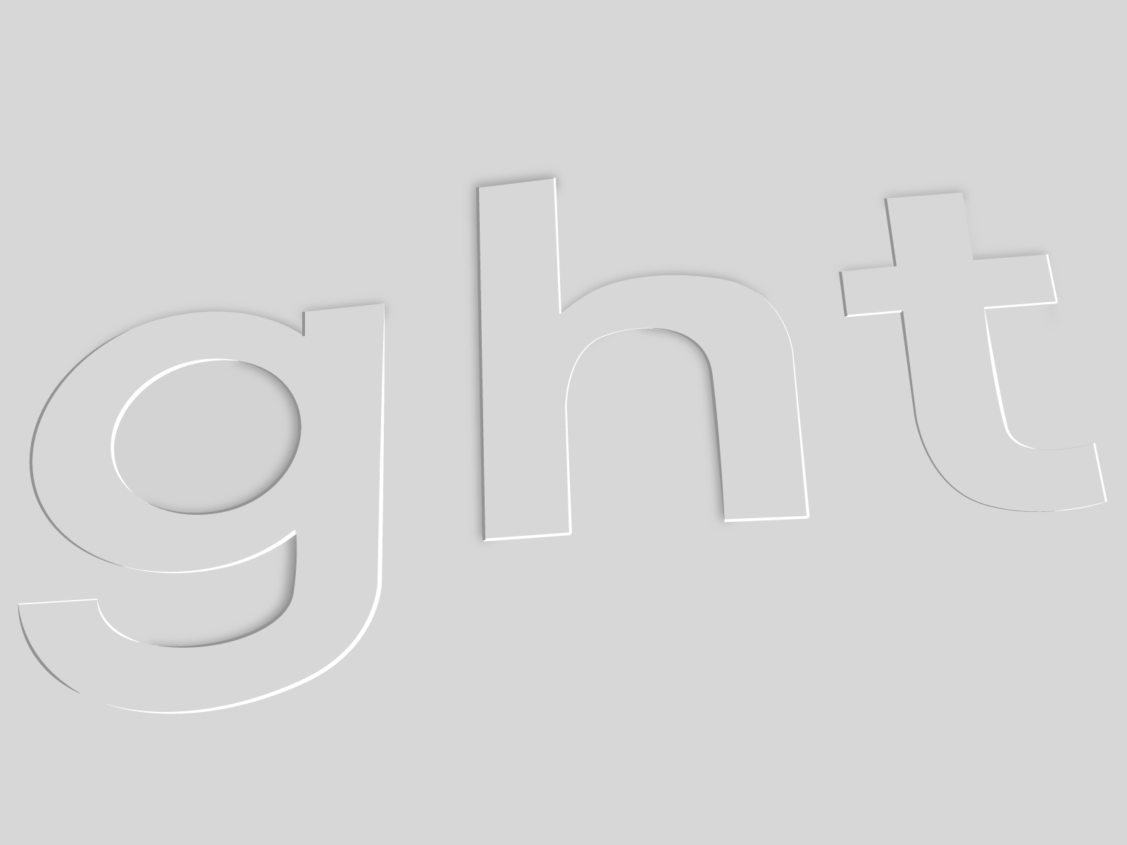 Grafika przedstawia technikę tłoczenia. Widoczny jest szary prostokąt w poziomie, pośrodku którego znajdują się wypukłe litery hgt w lekkim skosie.