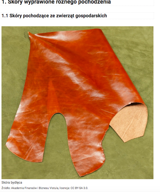 Grafika przedstawia przykładowe zdjęcie z galerii, przedstawiające skórę bydlęcą.