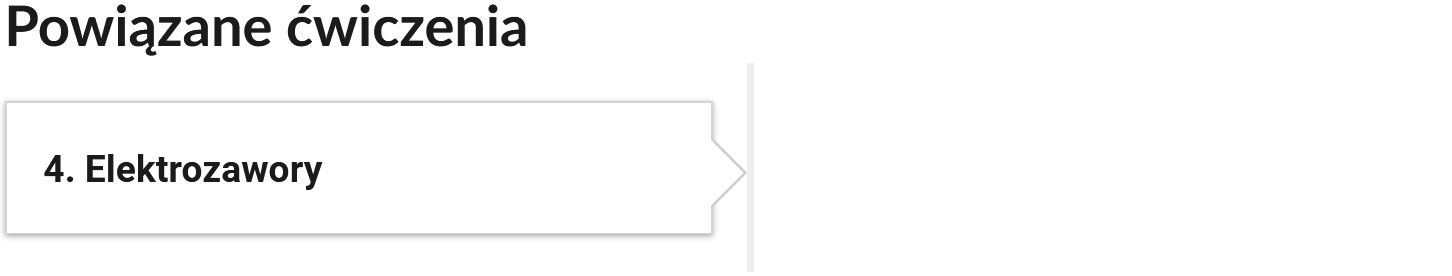 Grafika przedstawia widok przykładowego przycisku ćwiczeń powiązanych z danym multimedium. Przycisk ma formę prostokątnego panelu opatrzonego numerem oraz tytułem.