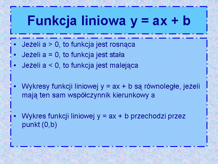 Funkcja Liniowa Gimnazjum Sprawdzian Własności
