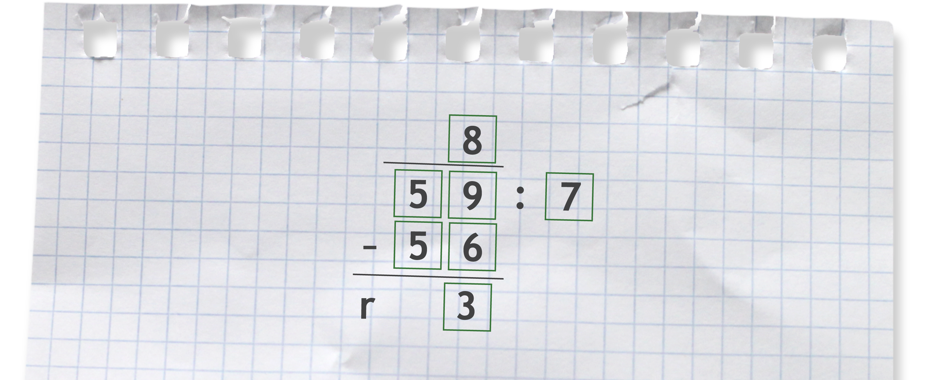 Przykład: 59 dzielone przez 7 =8 r 3.