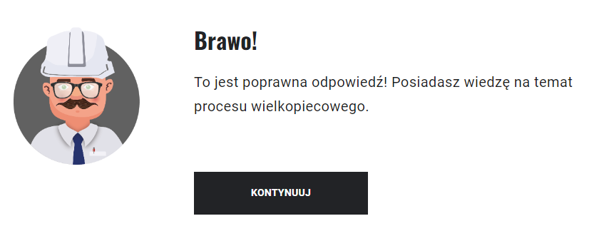 Ilustracja przedstawia przykładowy komunikat o poprawnej odpowiedzi