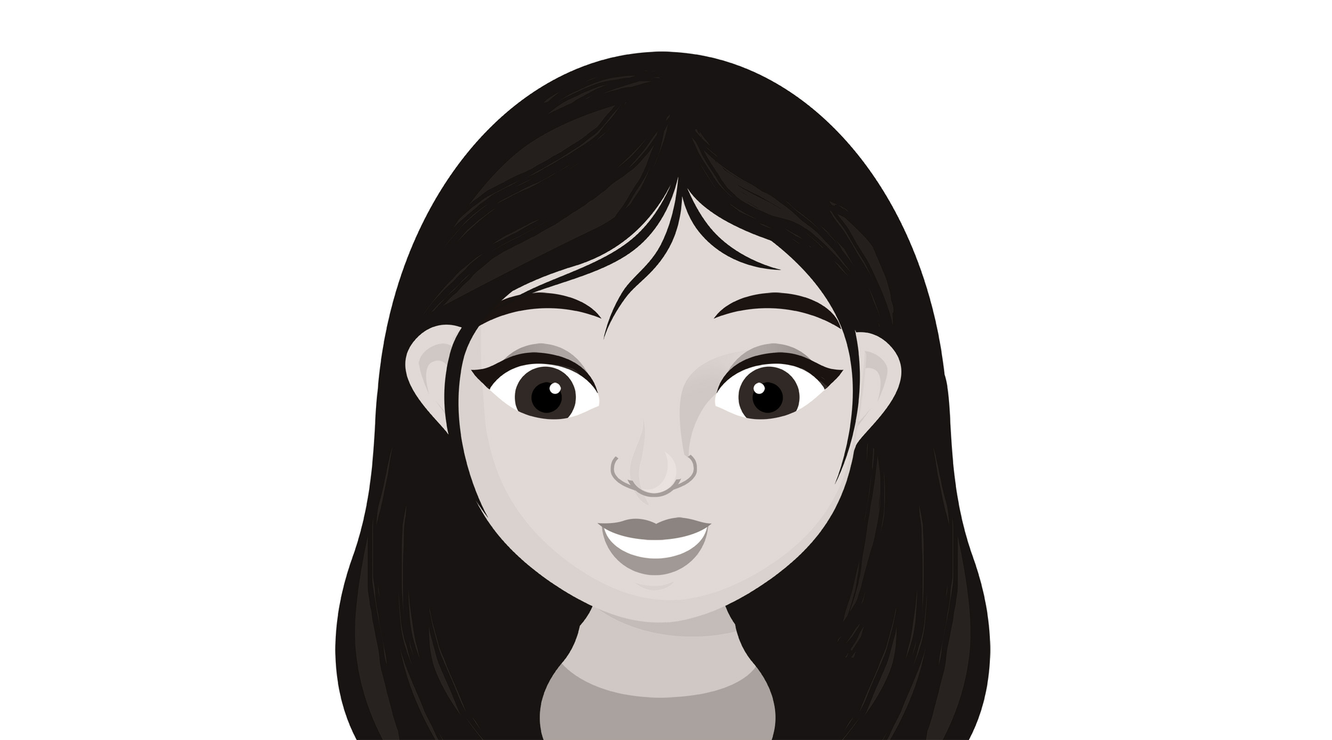 Na ilustracji znajduje się kobieta z czarnymi oczami.
